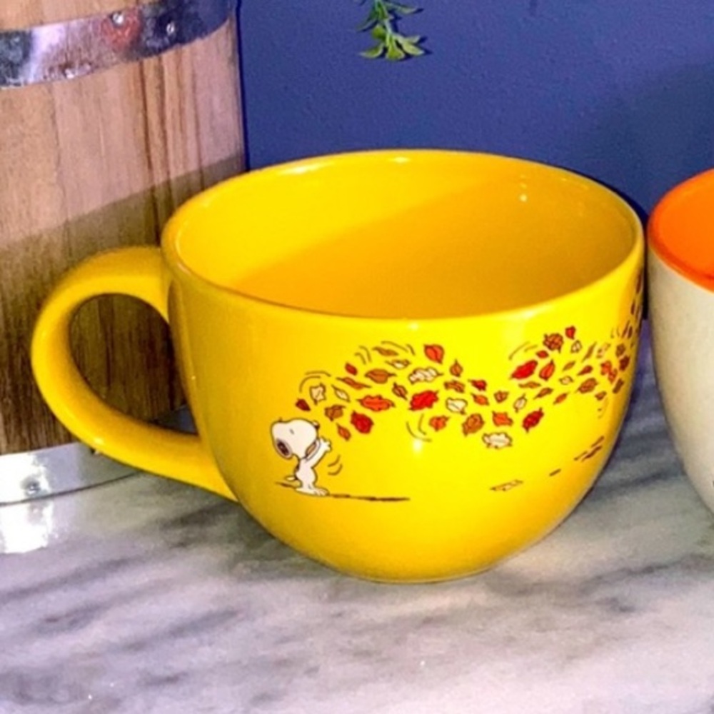 Snoopy peanuts fall soup mug
